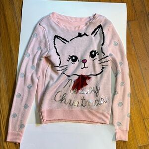 Pink Cat Design Christmas Sweater
